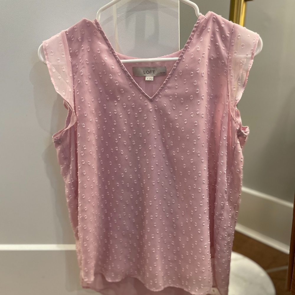 Loft pale pink clip dot  top
